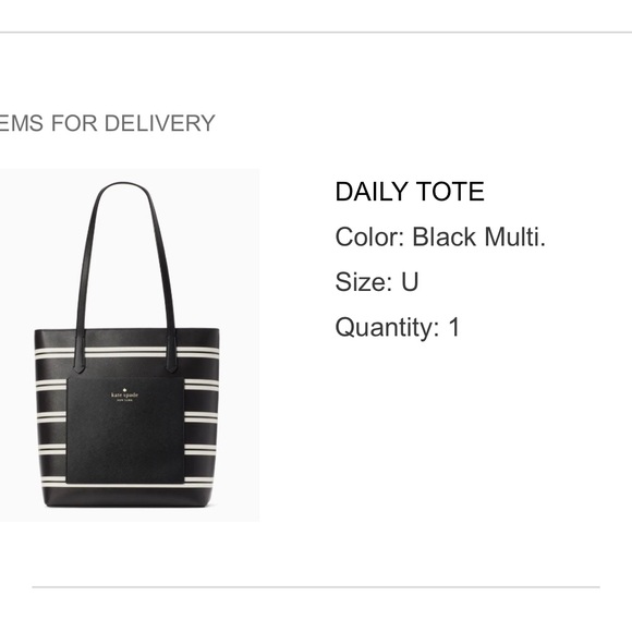 Kate Spade Black with Ivory Stripe Leather Daily Tote - Picture 3 of 6